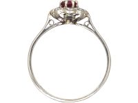 Mid 20th Century Platinum, Ruby & Diamond Cluster Ring
