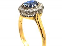 Mid 20th Century 18ct Gold, Sapphire & Diamond Oval Cluster Ring