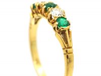 18ct Gold, Emerald & Diamond Five Stone Ring