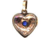 Early 20th Century Heart Locket Studded with Rose Diamonds & a Sapphire