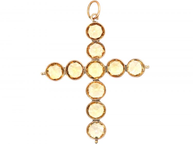 Georgian Gold Cross set with Topaz