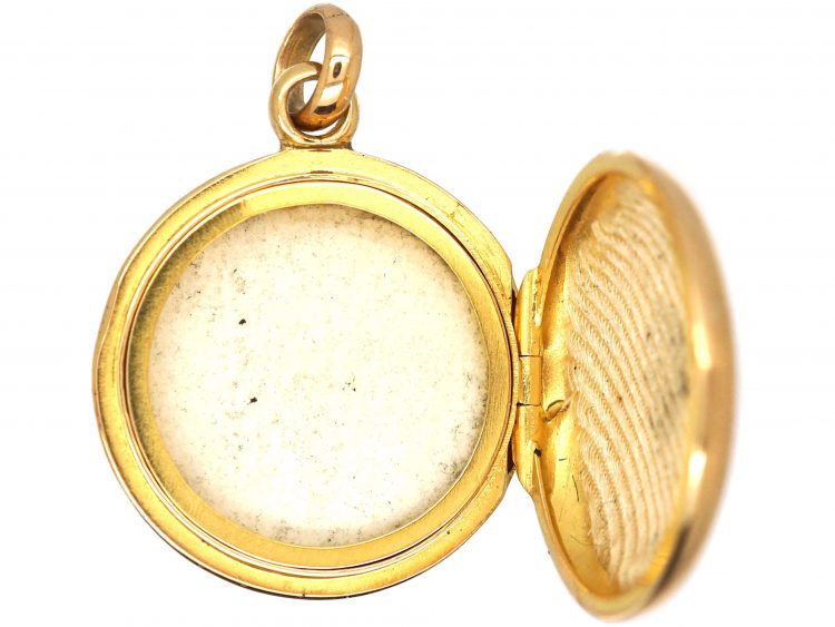 Edwardian 15ct Gold Round Locket set with a Diamond