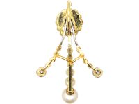 Edwardian 15ct Gold & Platinum, Great January Comet Pendant of 1910, set with Natural Pearls & Diamonds