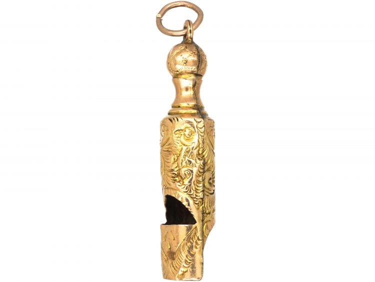 Edwardian 9ct Gold Whistle Pendant