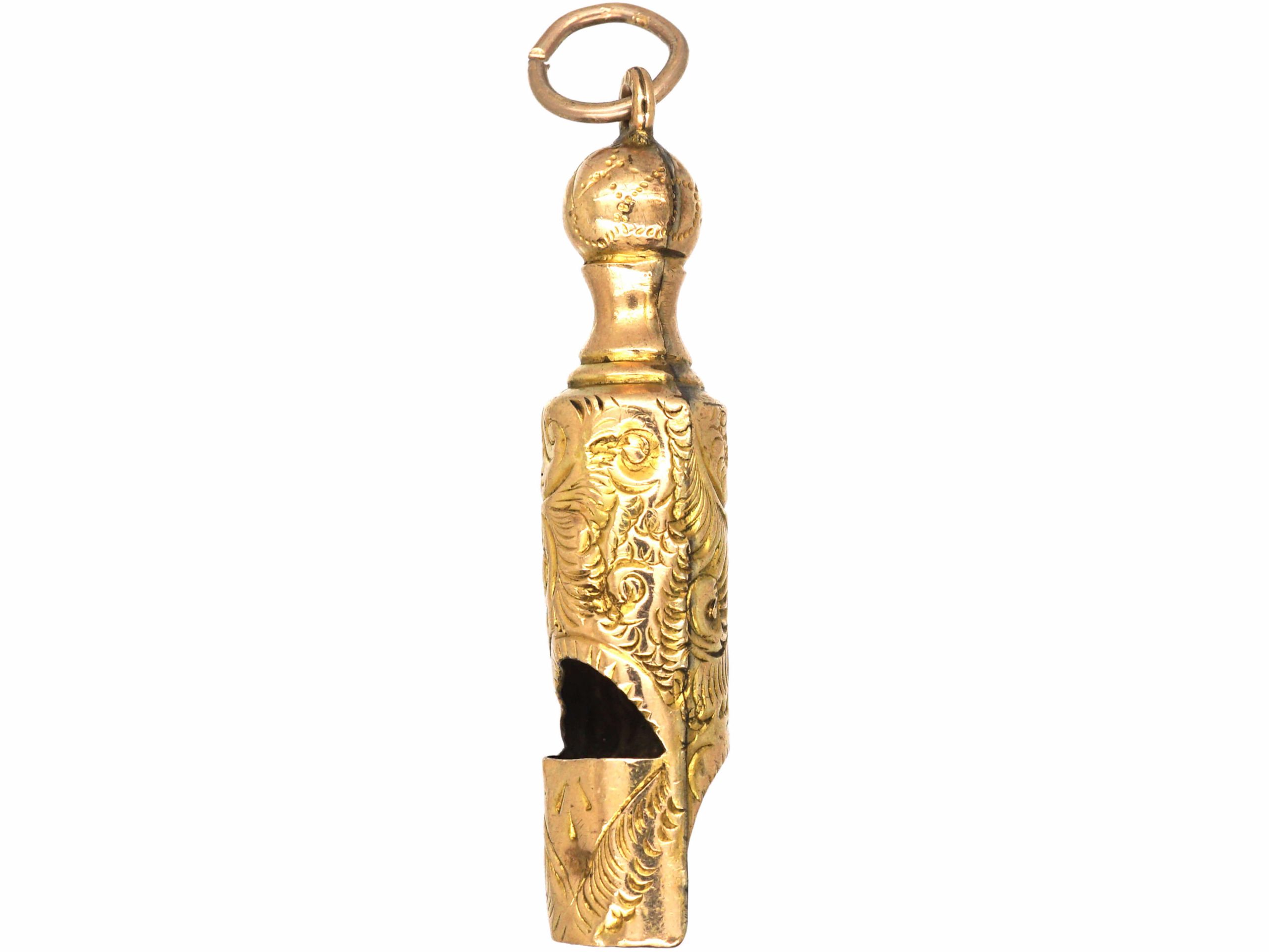 Edwardian 9ct Gold Whistle Pendant (567T) The Antique Jewellery Company