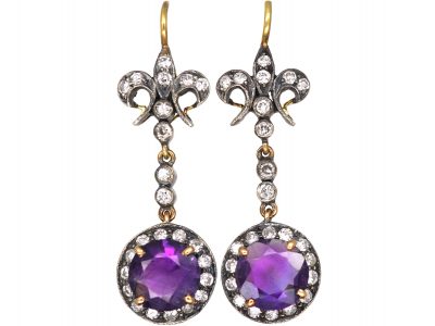 Edwardian Amethyst & Diamond Drop Earrings