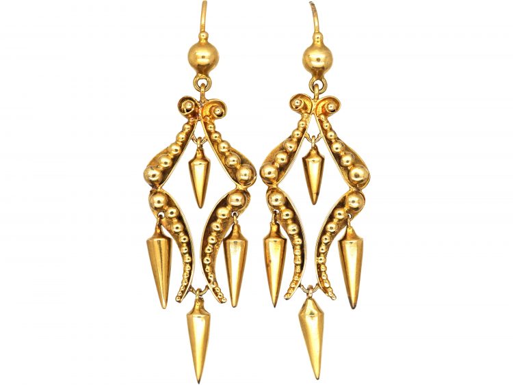 Victorian 15ct Gold Triple Drop Earrings