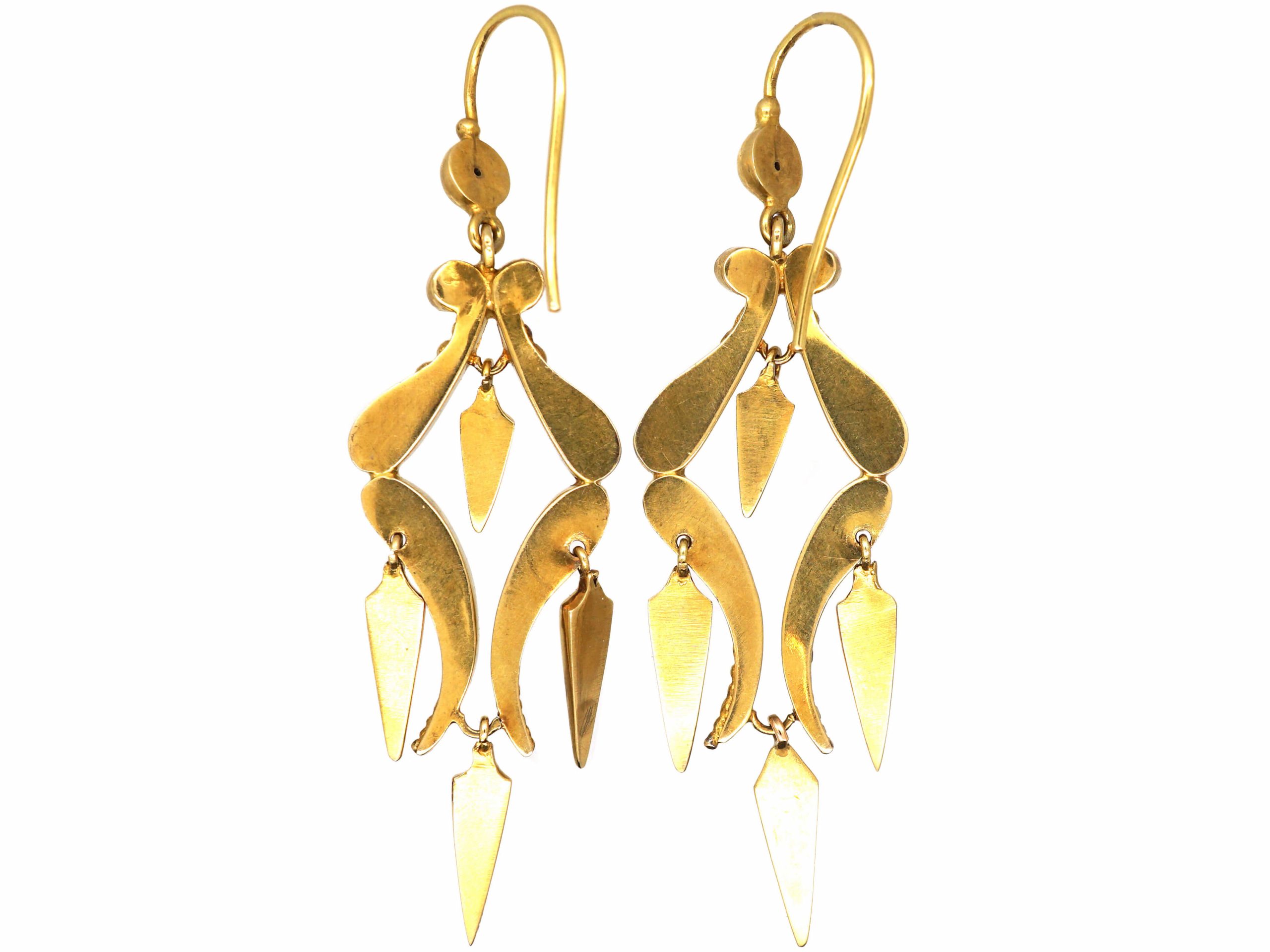 Victorian 15ct Gold Triple Drop Earrings (570T) | The Antique Jewellery ...