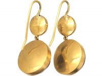 Victorian 15ct Gold, Royal Blue Enamel & Natural Split Pearl Drop Earrings
