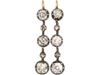 Victorian Three Stone Diamond Articulated Drop Earrings