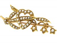 Edwardian 15ct Gold Lily of the Valley & Heart Brooch
