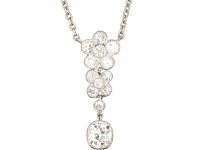 Art Deco Platinum & Diamond Flower Pendant on Chain