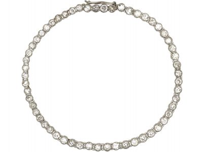 French Art Deco Platinum & Diamond Line Bracelet