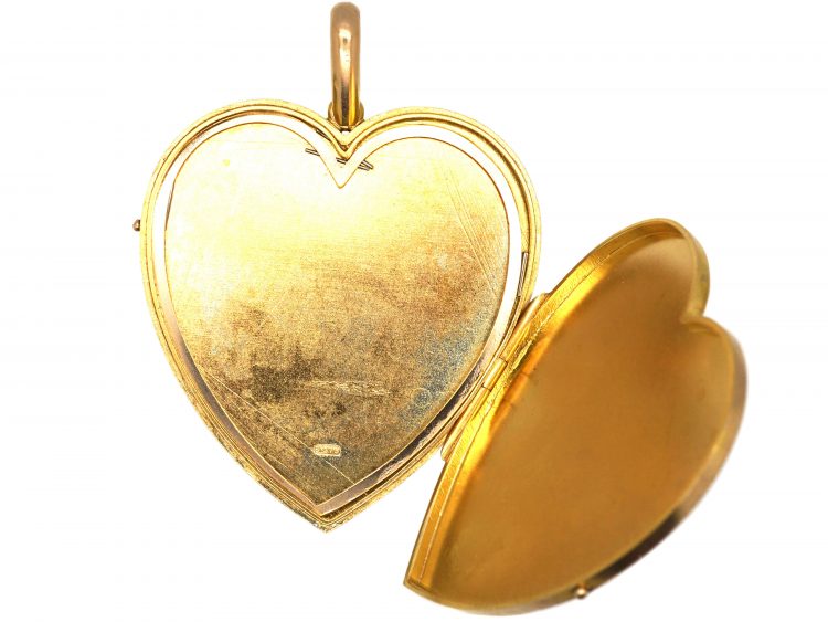 Edwardian Large 9ct Gold Heart Shaped Locket