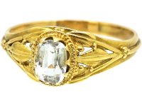Arts & Crafts 18ct Gold Ring set with an Aquamarine attributed to Arthur Gaskin