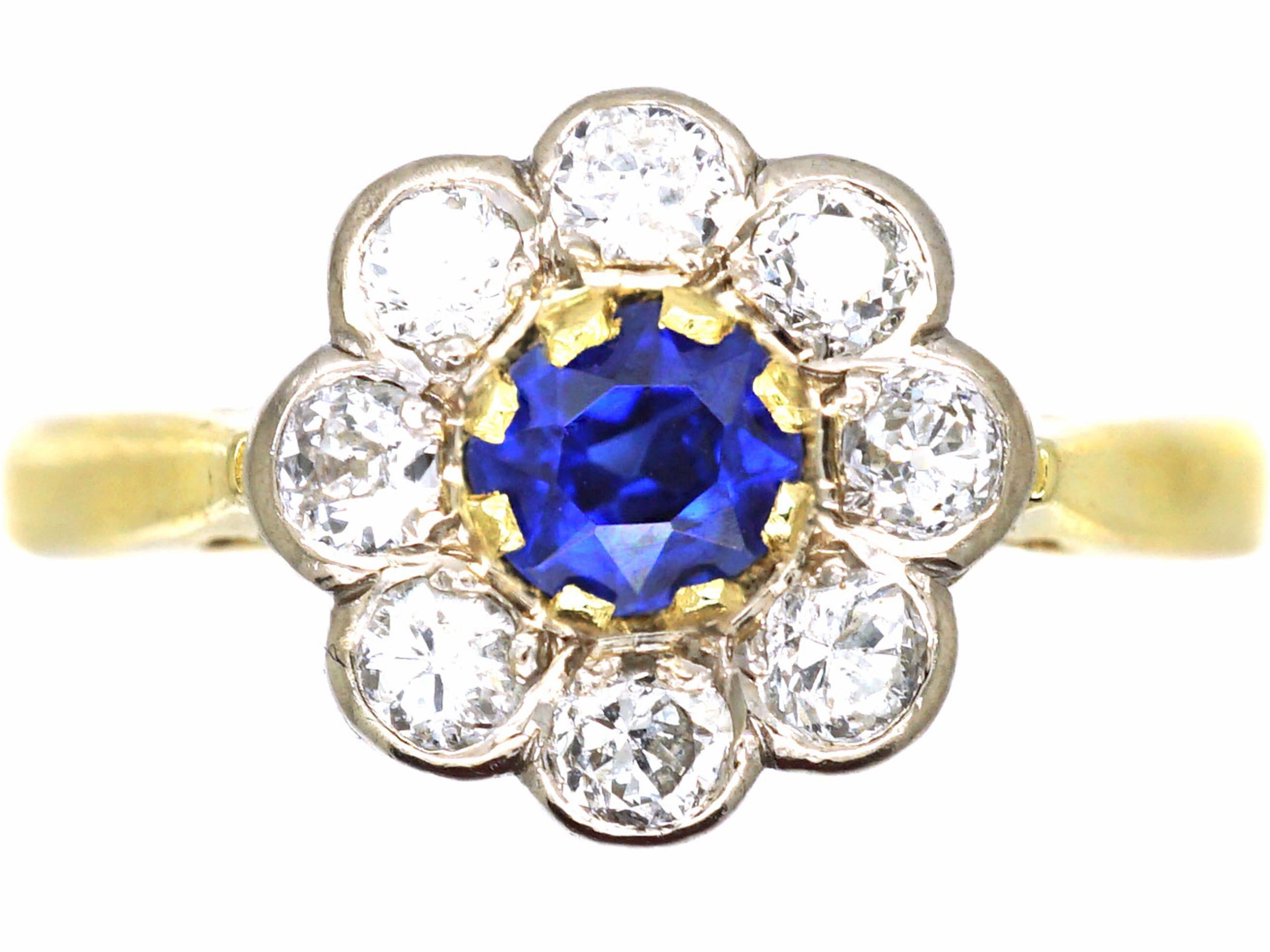 18ct Gold, Sapphire & Diamond Cluster Ring