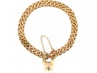Edwardian 15ct Gold Curb Link Bracelet with Padlock