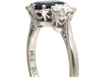 Retro Platinum, Sapphire & Diamond Three Stone Ring