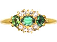 Victorian 18ct Gold, Green Tourmaline & Diamond Ring