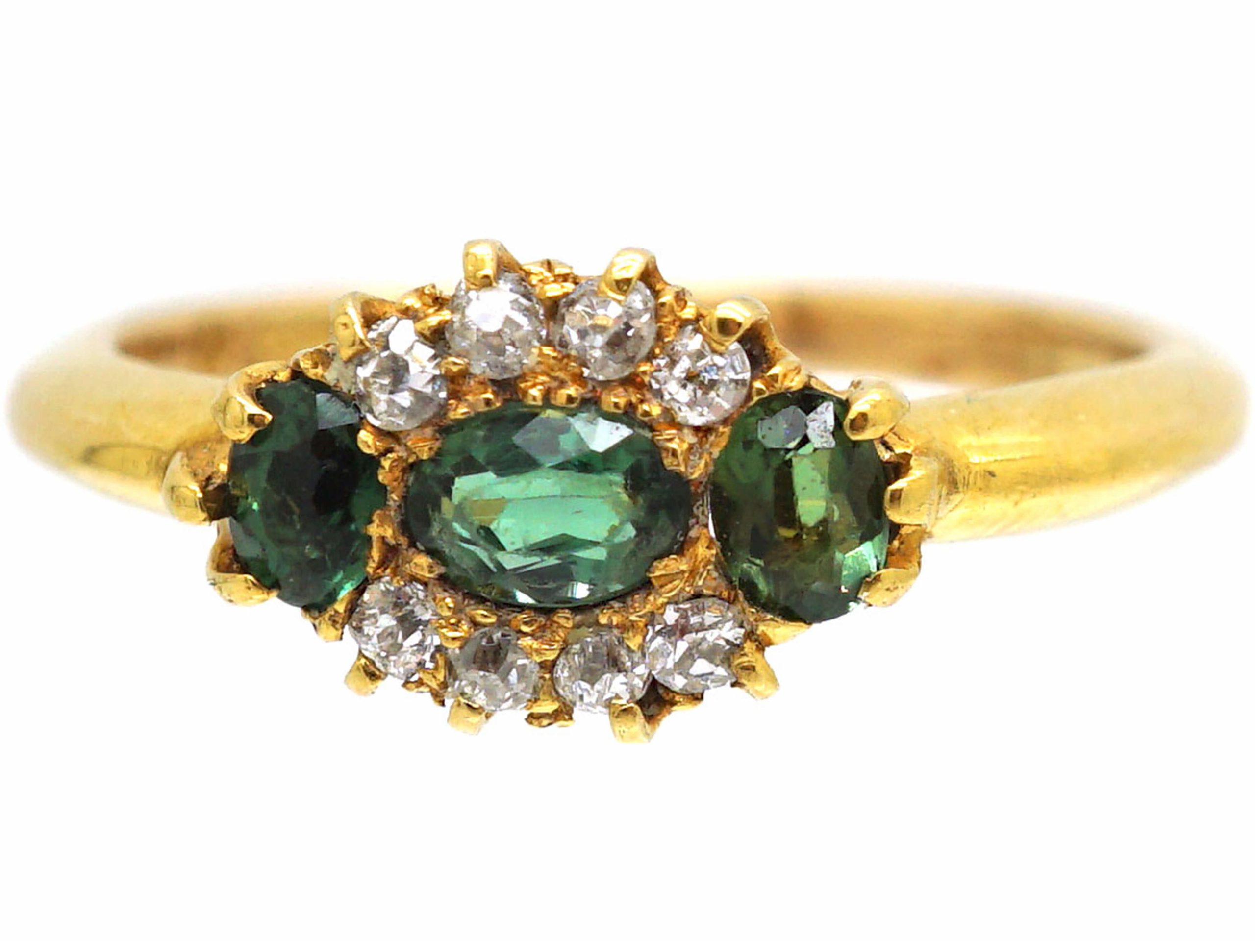 Victorian 18ct Gold, Green Tourmaline &amp; Diamond Ring (773T) | The ...