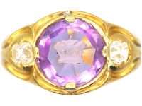 William IV 18ct Gold & Diamond Ring with an Amethyst Intaglio of a Crown