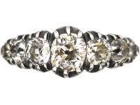 French Early 19th Century Five Stone Old Mine Cut Diamond Ring