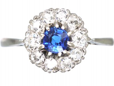 Early 20th Century Sapphire & Diamond Cluster Ring