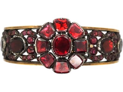 Georgian Silver & Gold, Almandine Garnet Bangle