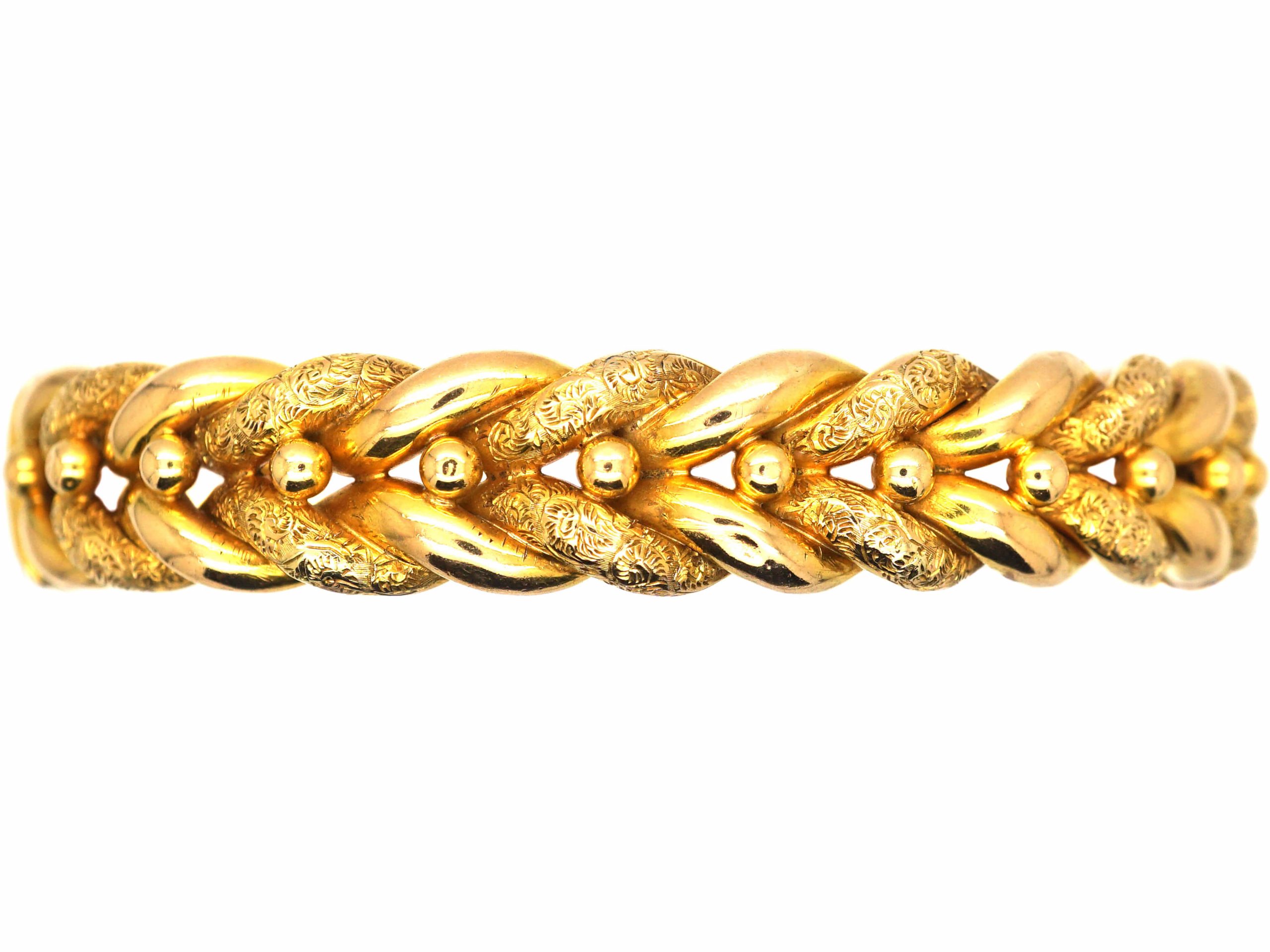 Victorian 15ct Gold Interwoven Illusion Bangle (583T) | The
