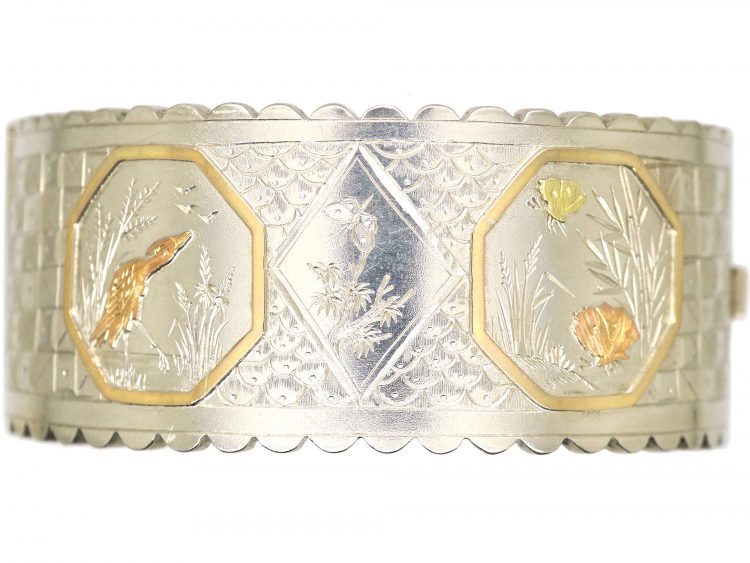 Victorian Silver & Gold Overlay Bangle in Aesthetic Style