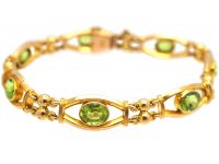 Edwardian 15ct Gold Ornate Bracelet set with Peridots