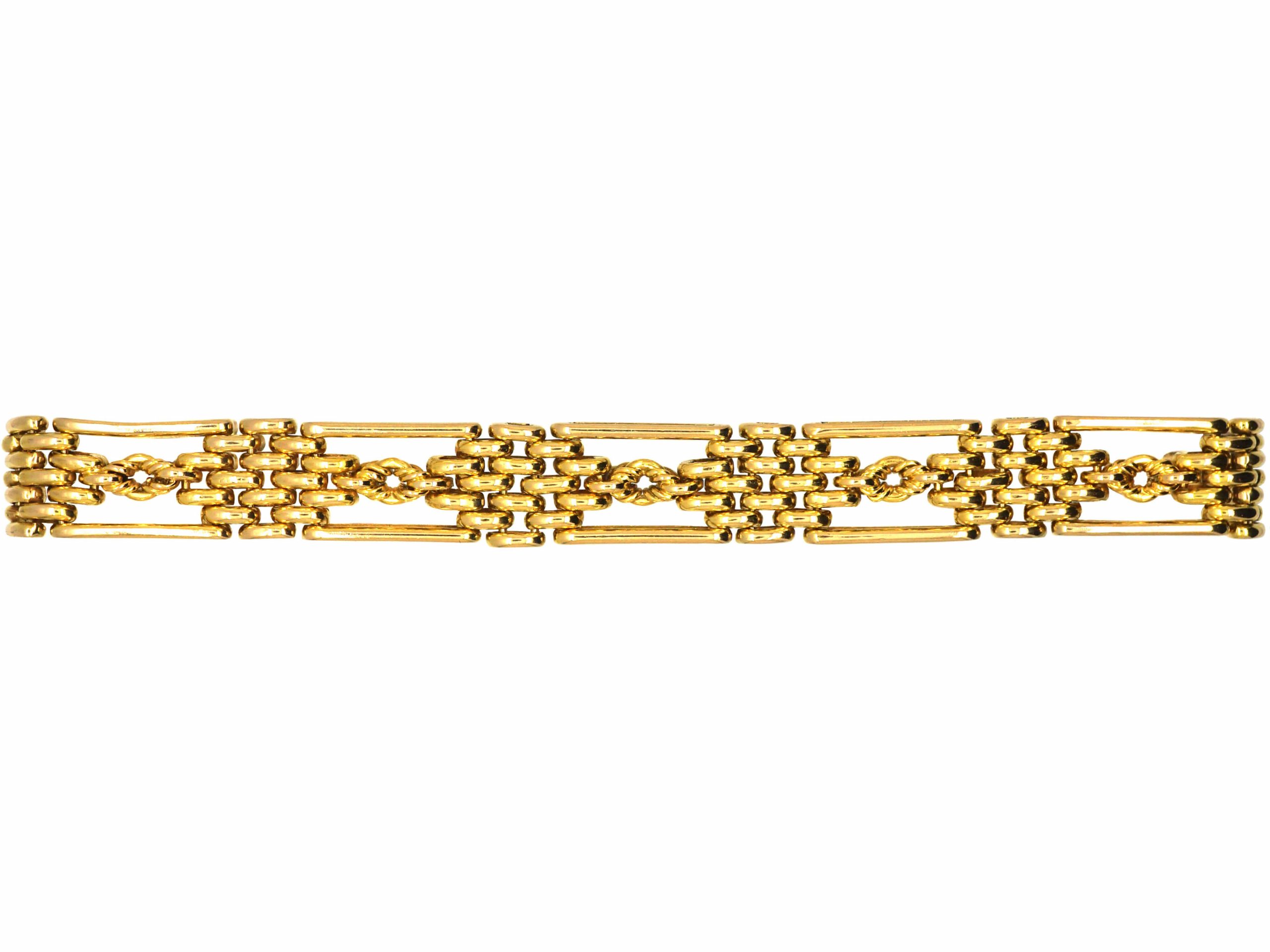 Edwardian 15ct Gold Gate Bracelet with Knot Detail (793T) The Antique Jewellery Company