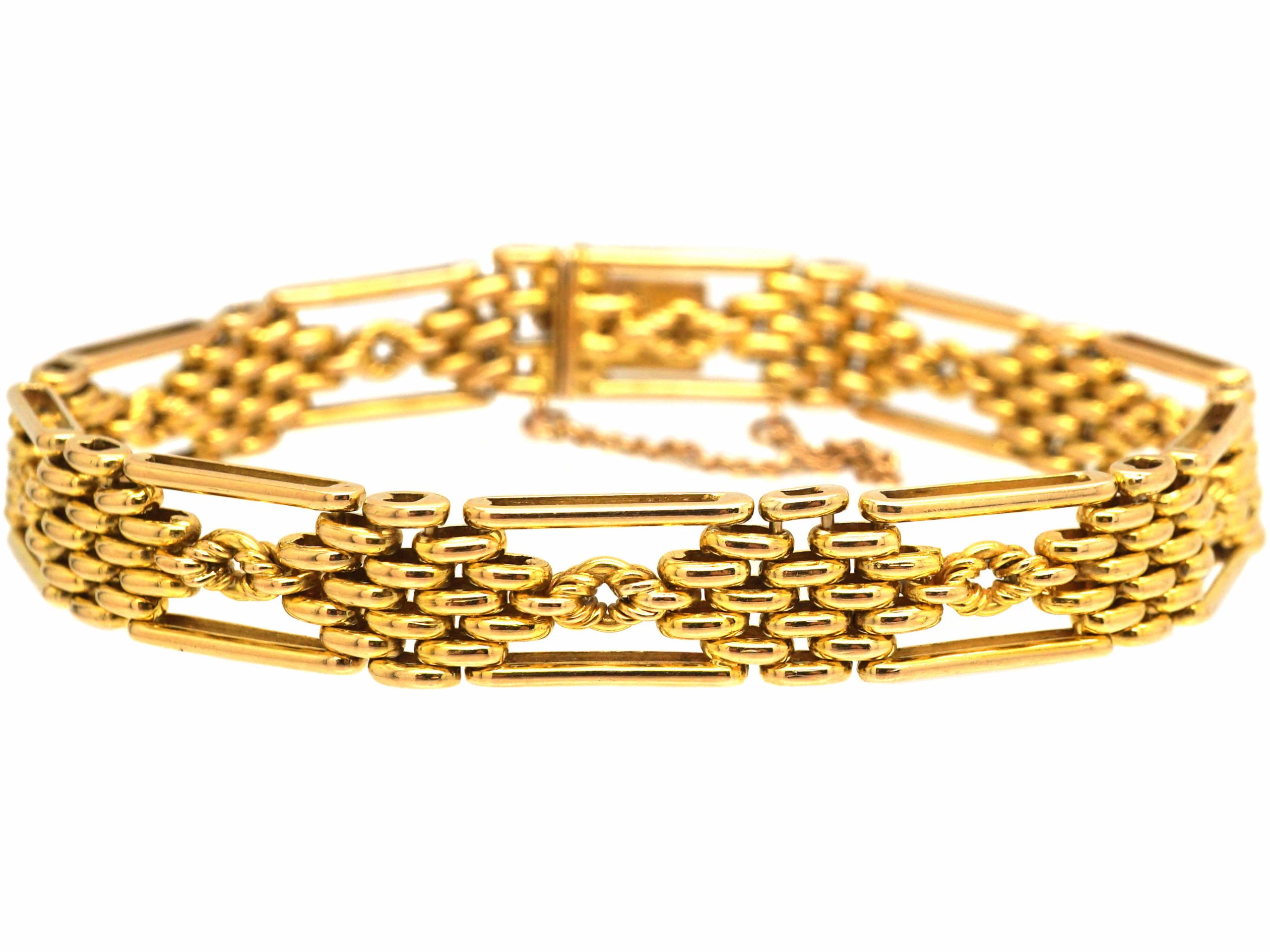 Edwardian 15ct Gold Gate Bracelet with Knot Detail (793T) | The Antique ...