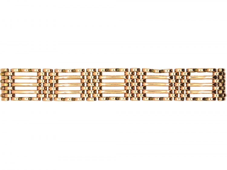 Edwardian 9ct Gold Ornate Gate Bracelet with Padlock