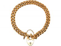 Edwardian 9ct Gold Curb Bracelet with Padlock
