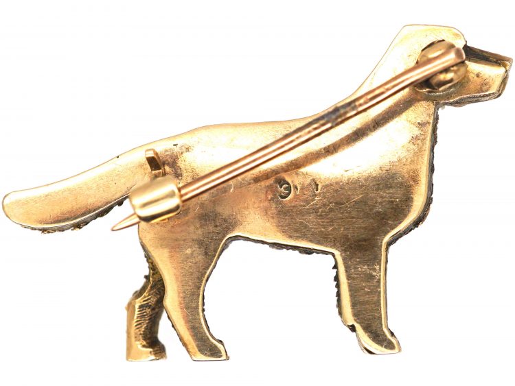 Edwardian 9ct Gold Brooch of a Labrador