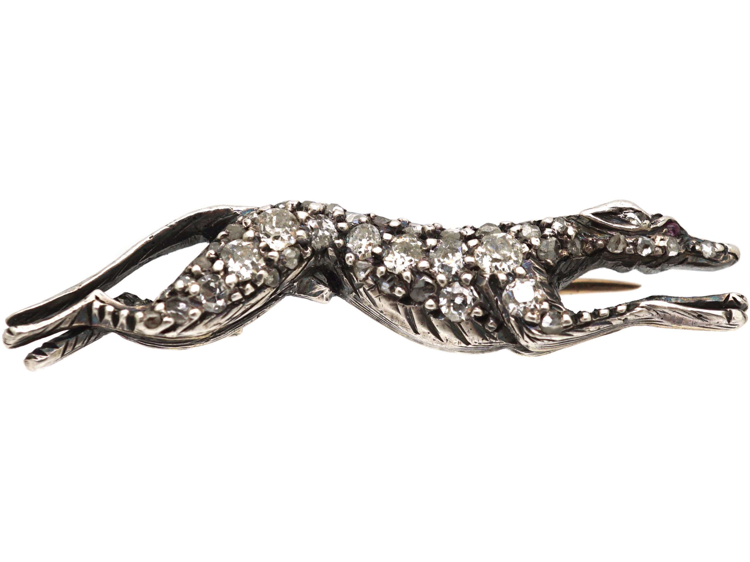 Edwardian Greyhound Brooch set with Graduated Diamonds (838T) | The ...