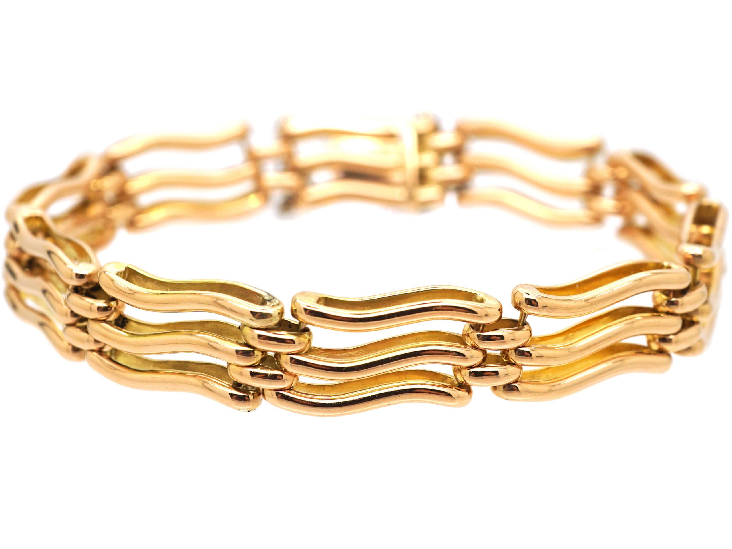 Edwardian 15ct Gold Wave Gate Bracelet (792T) | The Antique Jewellery ...