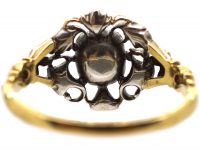 Georgian 18ct Gold & Silver, Emerald & Diamond Ring
