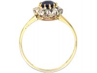 Edwardian 10ct Gold, Sapphire & Rose Diamond Cluster Ring