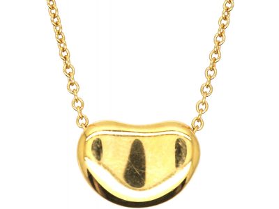 Tiffany 18ct Gold Bean Pendant on 18ct Gold Chain by Elsa Peretti