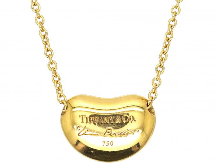 Tiffany 18ct Gold Bean Pendant on 18ct Gold Chain by Elsa Peretti