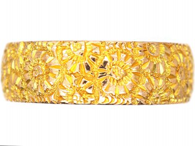 Edwardian 9ct Gold Wedding Ring with Orange Blossom Motifs