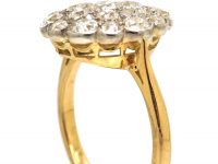 Early 20th Century 18ct Gold & Platinum Large Diamond Cluster Ring