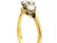Edwardian 18ct Gold & Platinum Crossover Ring Set with Three Diamonds