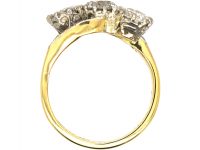 Early 20th Century 18ct Gold & Platinum, Three Stone Diamond Crossover Ring  with Diamond Set Shoulders