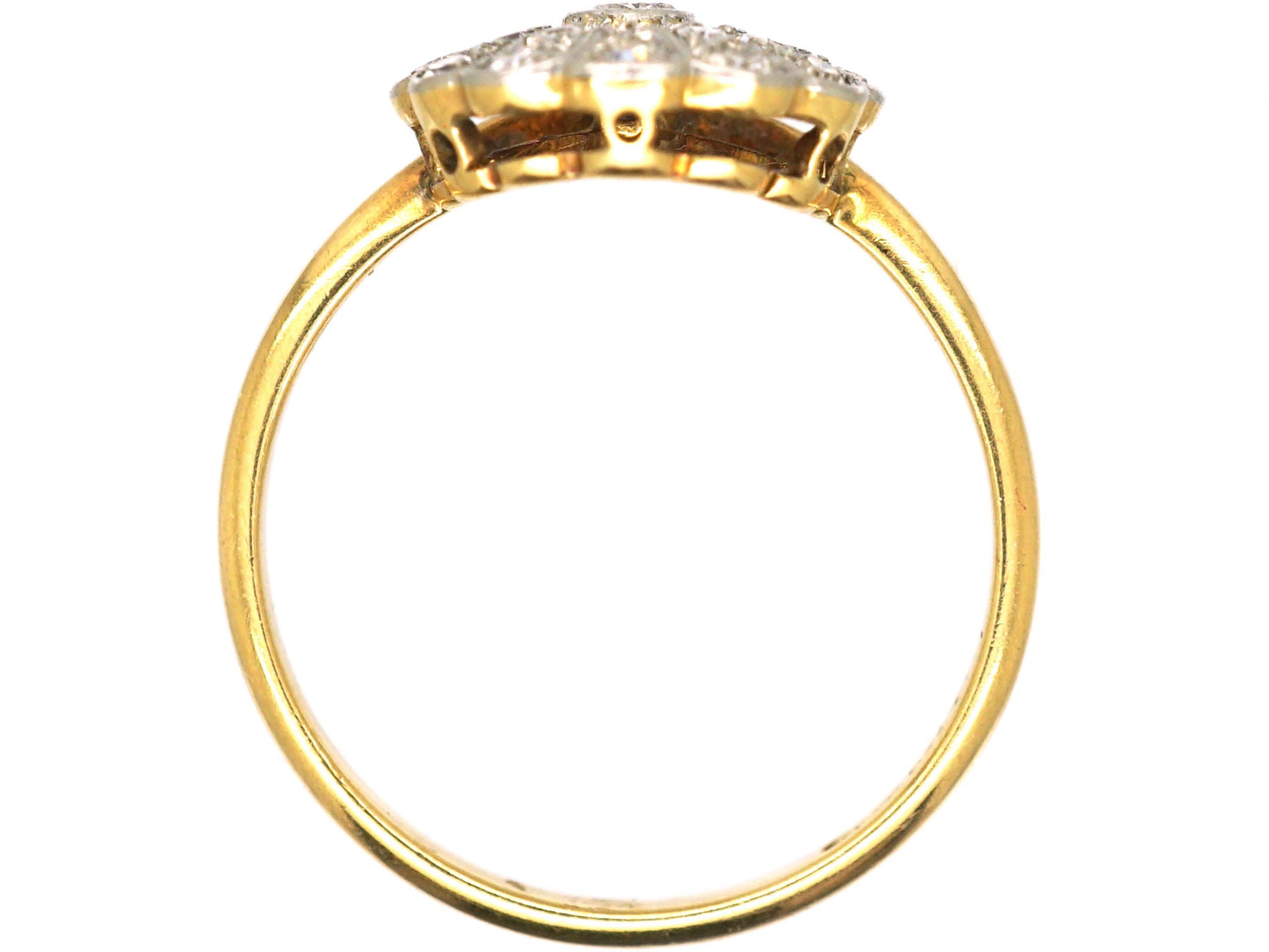 Art Deco 18ct Gold & Platinum, Diamond Set Fan Shaped Ring (789T) The Antique Jewellery Company