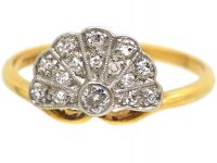 Art Deco 18ct Gold & Platinum, Diamond Set Fan Shaped Ring