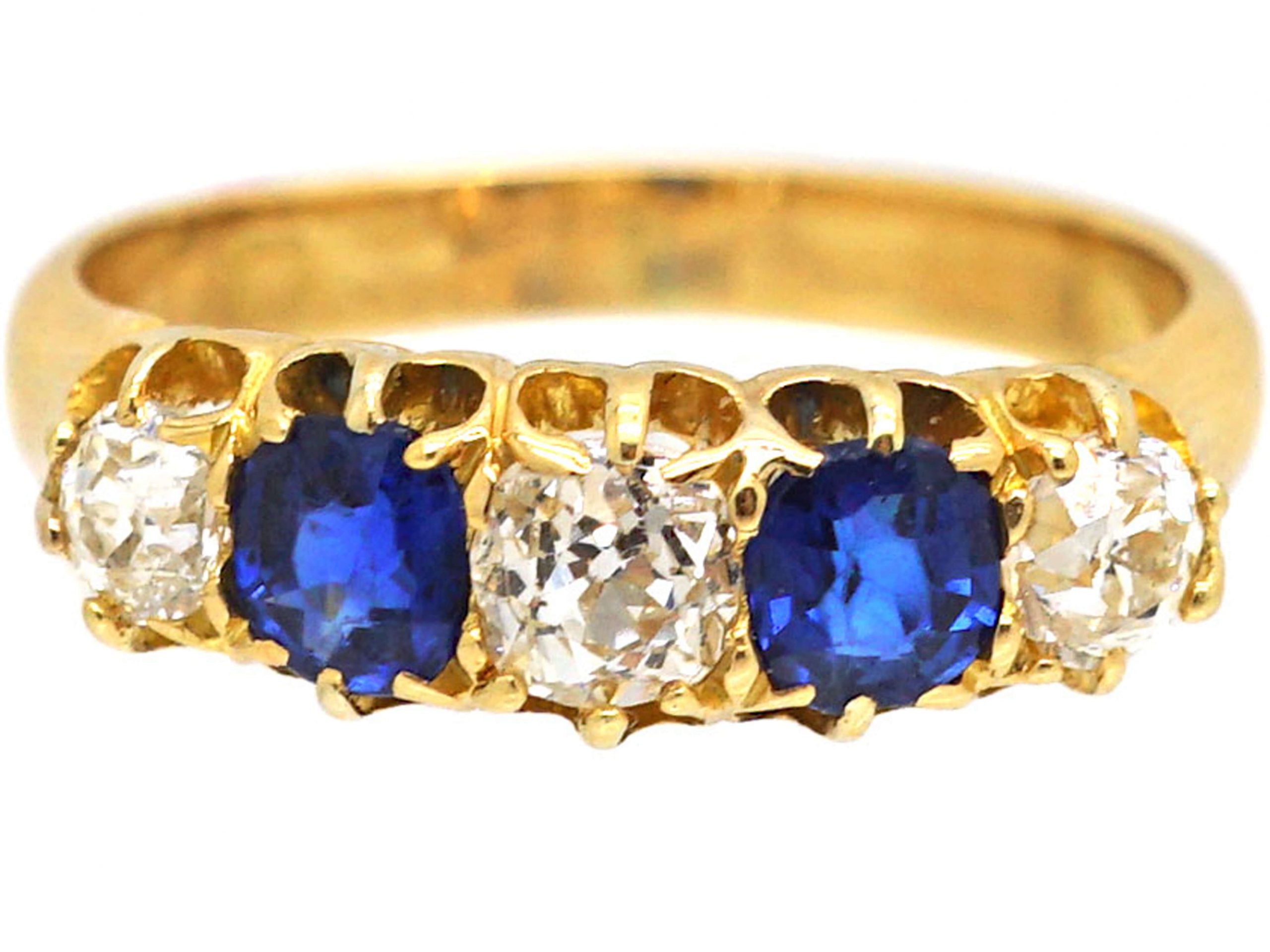 Edwardian 18ct Gold, Sapphire & Diamond Five Stone Ring (899T) | The ...