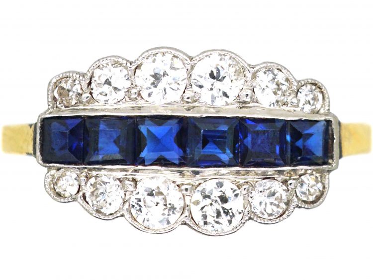 Art Deco 18ct & Platinum, Sapphire & Diamond Ring